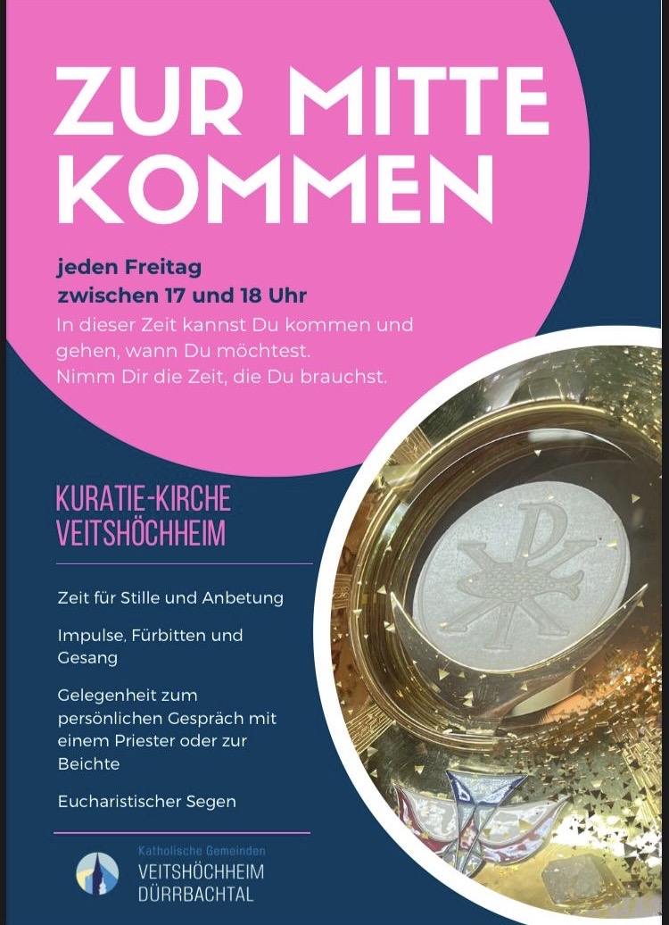 Plakat zum Angebot mit pinkfarbenem Kreis